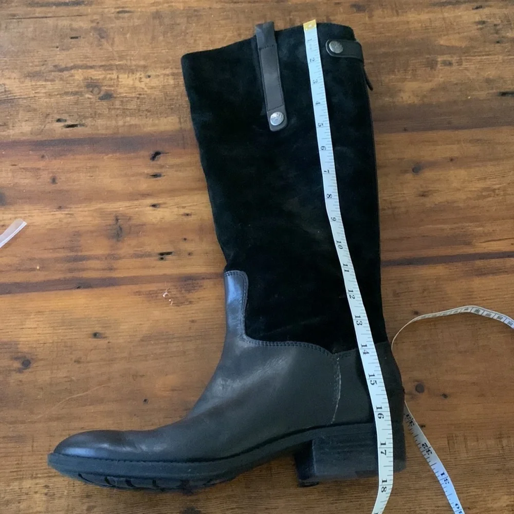 Sam Edelman Pembrooke Black Suede & Leather Knee-High Riding Boots Sz 8.5